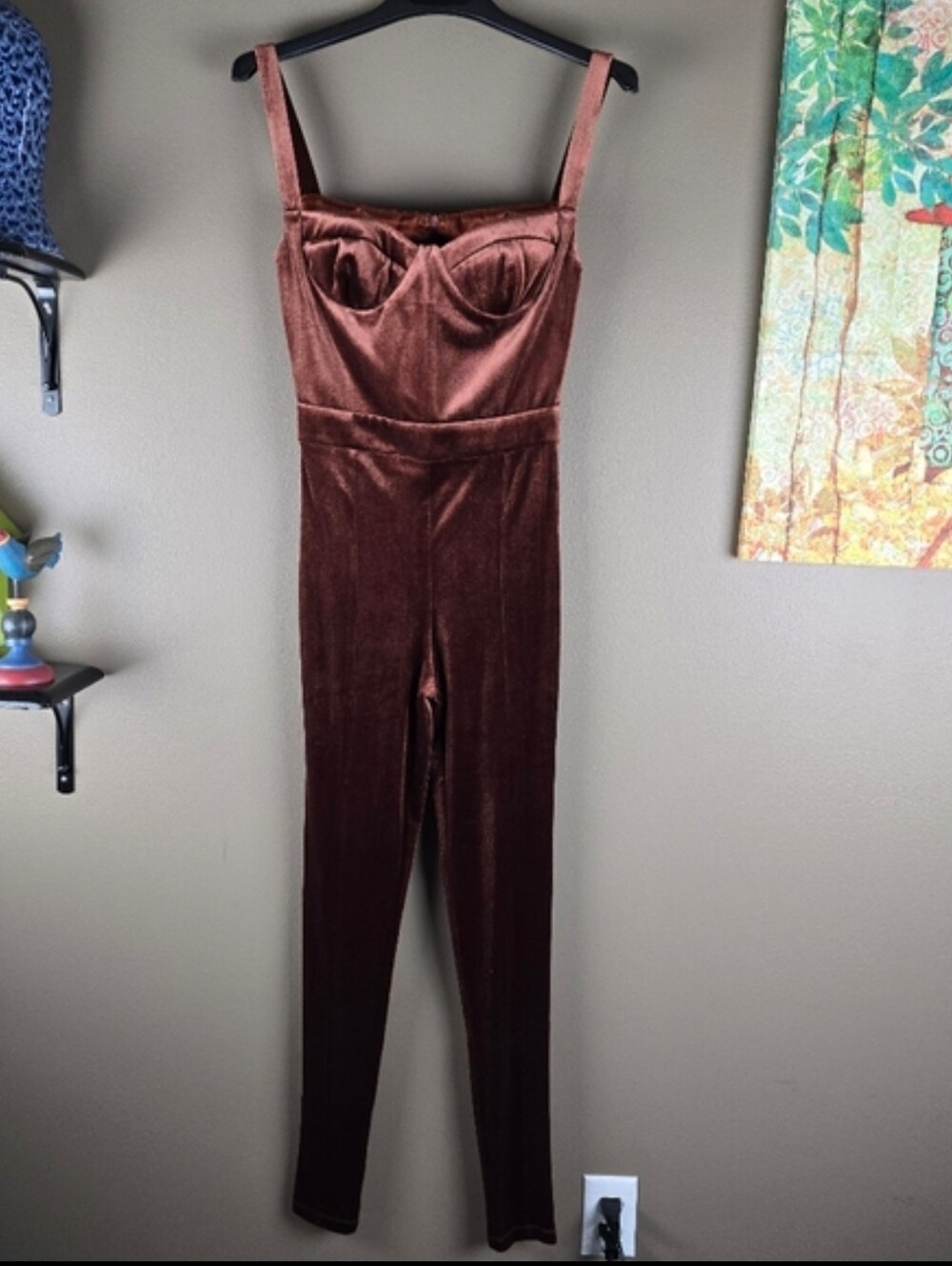 The New Arrivals Fonda Le Fumoir Velvet Bustier Jumpsuit 34(FR) 0-2(US)